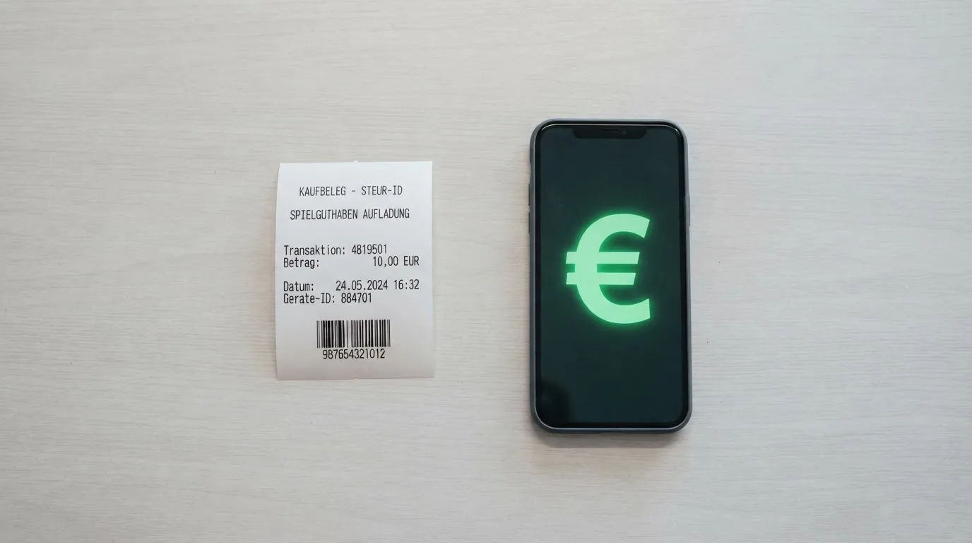 Illustration eines Ablaufs von Barzahlung an der Kasse bis zur Gutschrift auf dem Spielerkonto.