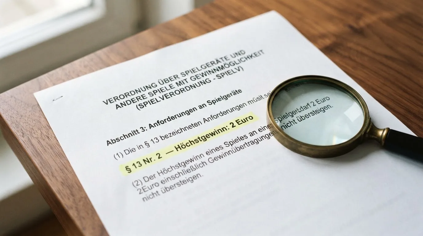 Gesetzestext-Auszug neben einer Lupe auf einem Schreibtisch.